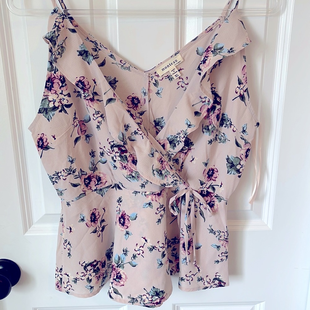 Monteau floral faux wrap top from Nordstrom